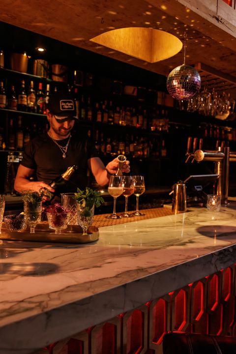 The bar at Flamingo Cocktail Club
